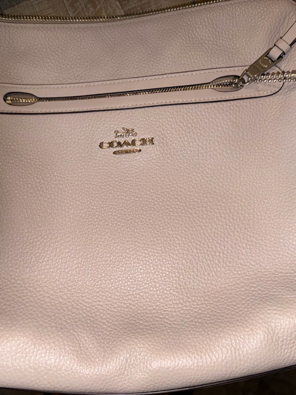 Coach Pebbled Leather Shoulder Bag in Pale Pink with Gold Hardware